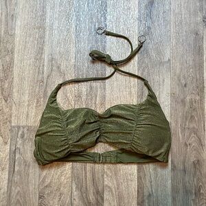 So Luna Swim Green Glittery Halter Swim Top Size Medium